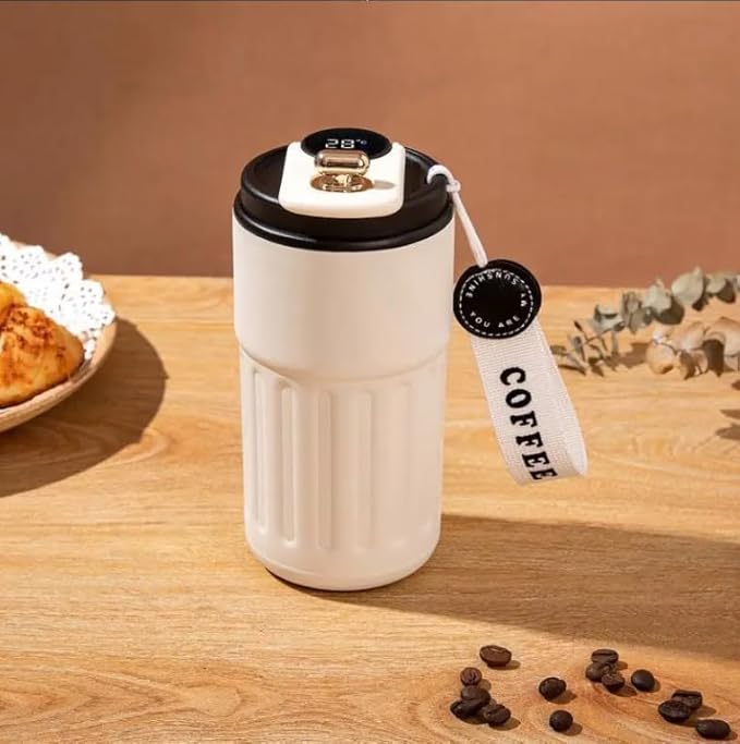 Double-Walled Vacuum Thermal Mug with Temperature Control Display Coffee Thermos Travel Mug Cold Coffee Cup Travel Coffee Flask 460 ML Large