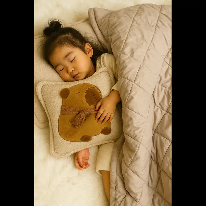 Adorable Kids Plush Comforter with Pillow (40×40 cm Folded / 110×150 cm Open) – Capybara