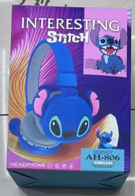 Stitch Wireless Bluetooth Headphones for Kids – Cute Cartoon Headset with Stereo Sound