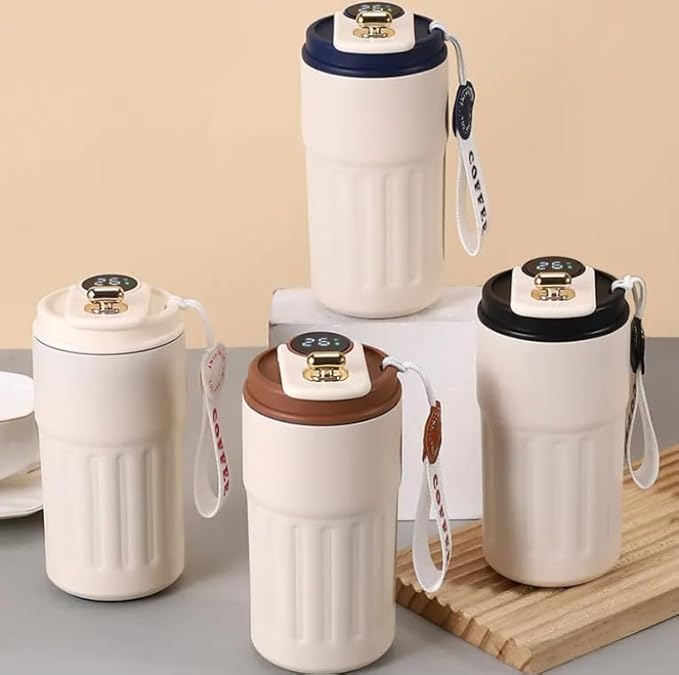 Double-Walled Vacuum Thermal Mug with Temperature Control Display Coffee Thermos Travel Mug Cold Coffee Cup Travel Coffee Flask 460 ML Large