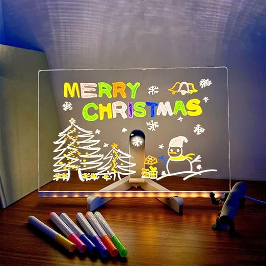 Diy 3D Acrylic Writing Pad With Pen Message Board Rewritable Table Lamp For Study Led Light Office Home Decor Gift