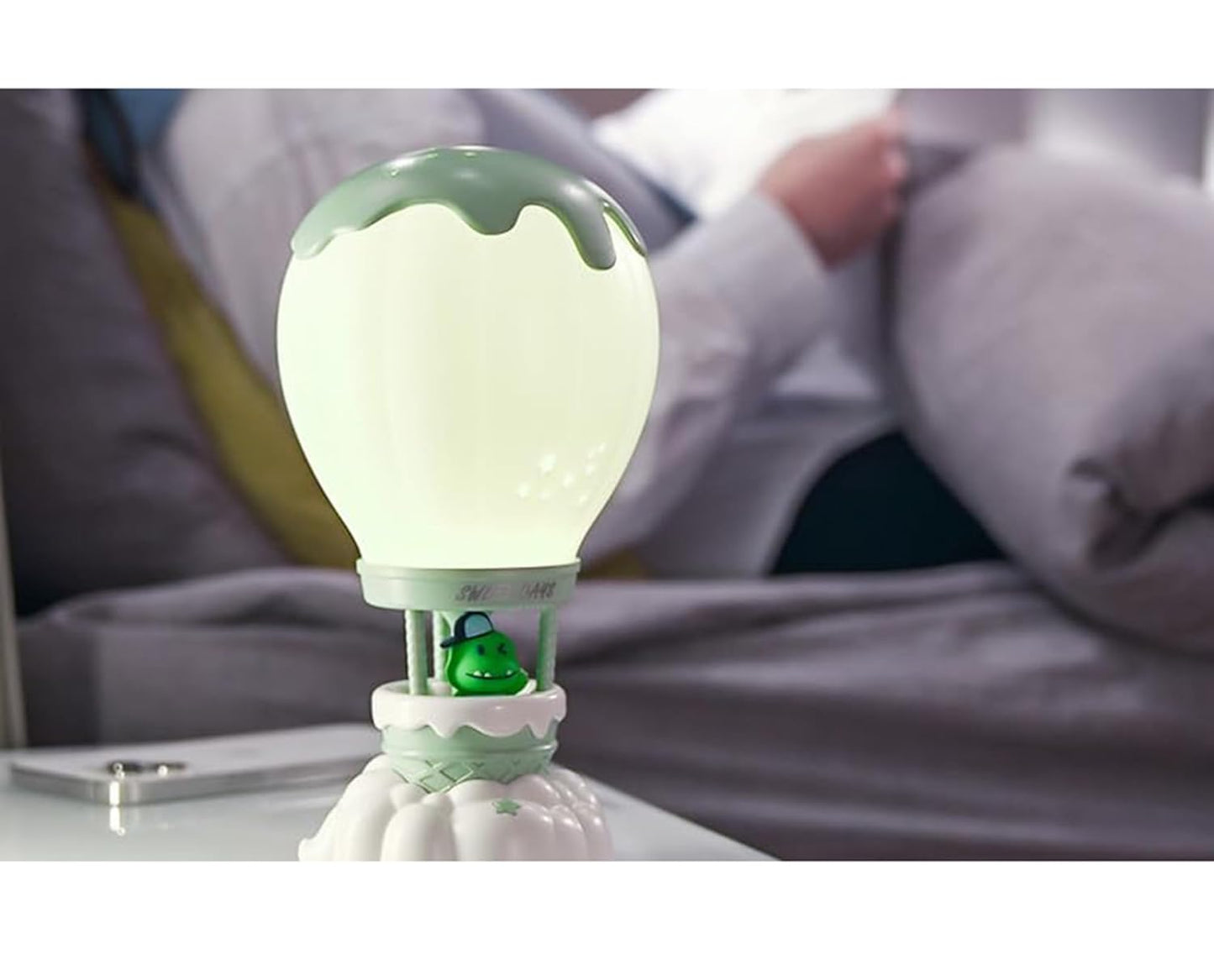 Abs Ice Cream Air Balloon Night Light | Rechargeable With USB Cable | Three Gear Color Temperature LED With Dimmable Features | Cute Pet Balloon Table Lamp for Kids