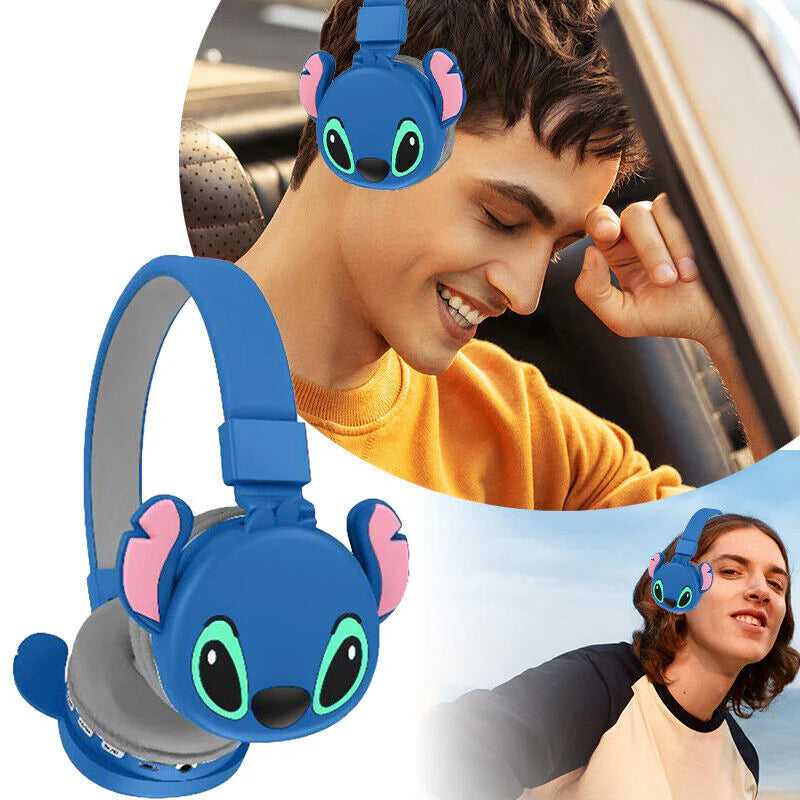 Stitch Wireless Bluetooth Headphones for Kids – Cute Cartoon Headset with Stereo Sound