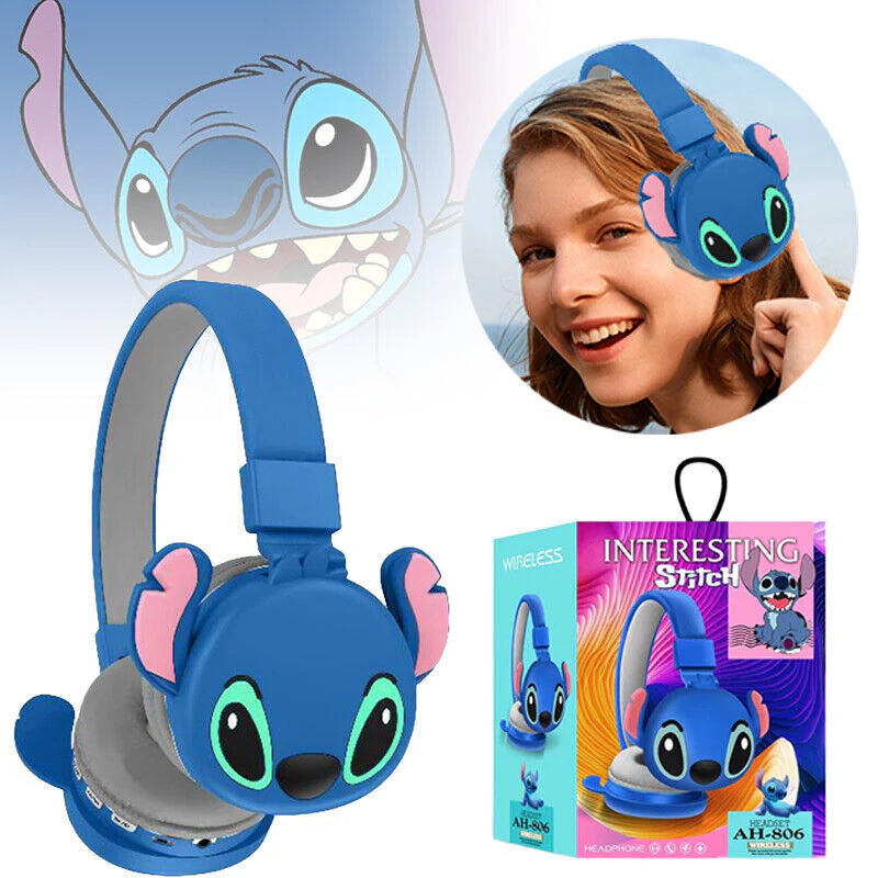 Stitch Wireless Bluetooth Headphones for Kids – Cute Cartoon Headset with Stereo Sound