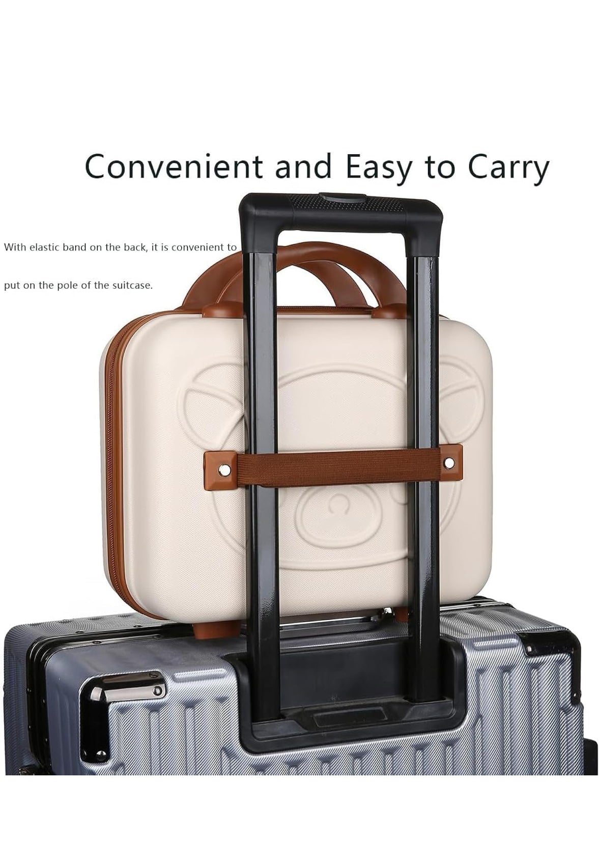 Travel vanity case for girls/ women, cute panda shape with zip lock and chain inside- Random Colors