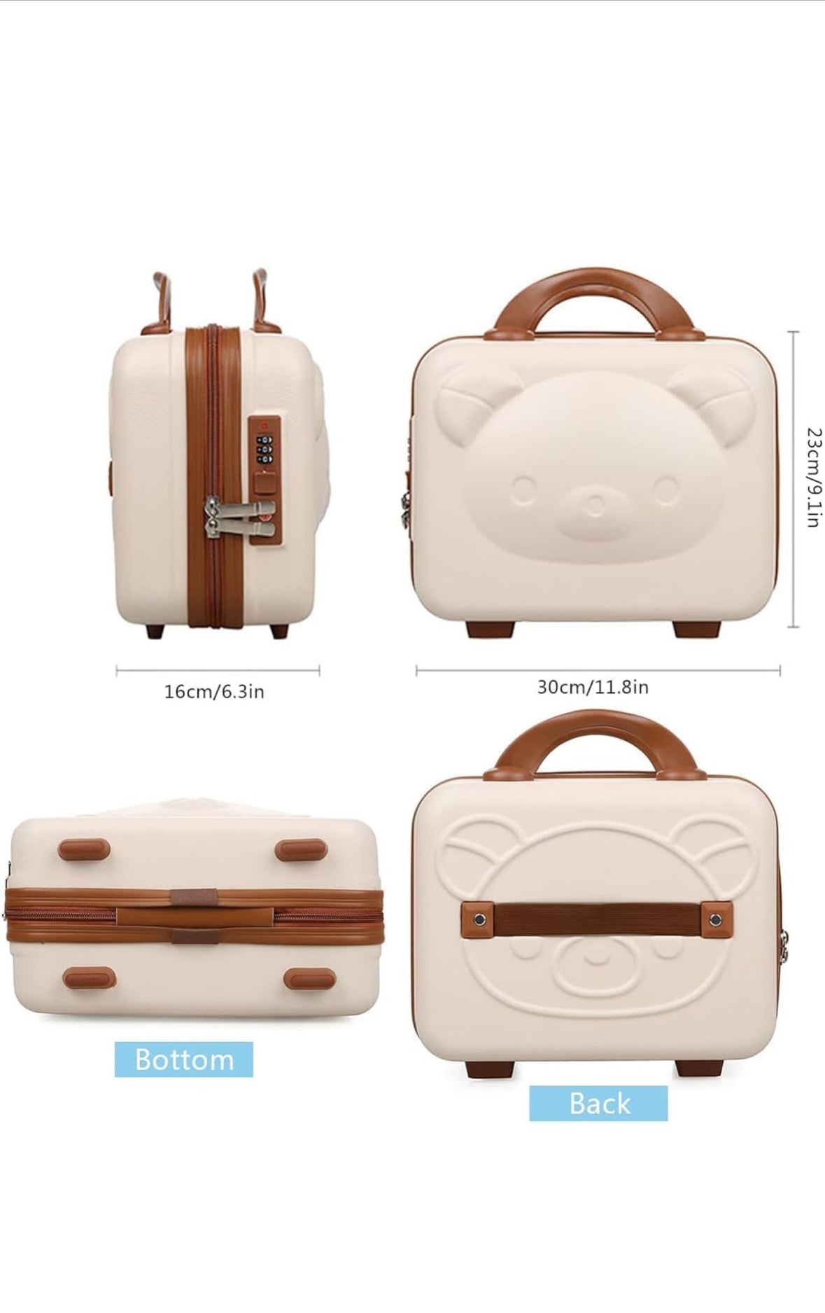 Travel vanity case for girls/ women, cute panda shape with zip lock and chain inside- Random Colors