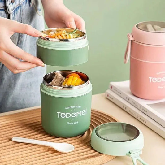 Tedemei Double Level Thermal Insulated Steel Bento Box