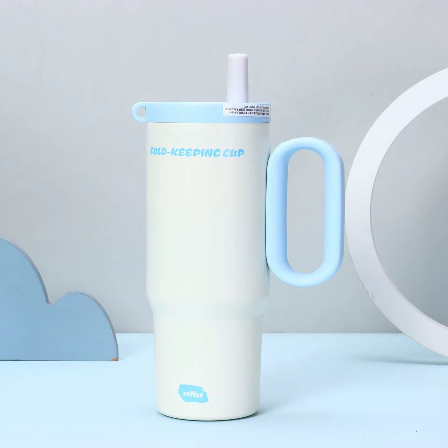 750ml Stainless Steel Insulated Tumbler Flask with Handle & Straw - Leak-Proof Travel Coffee Mug, Cold & Hot Beverage Cup