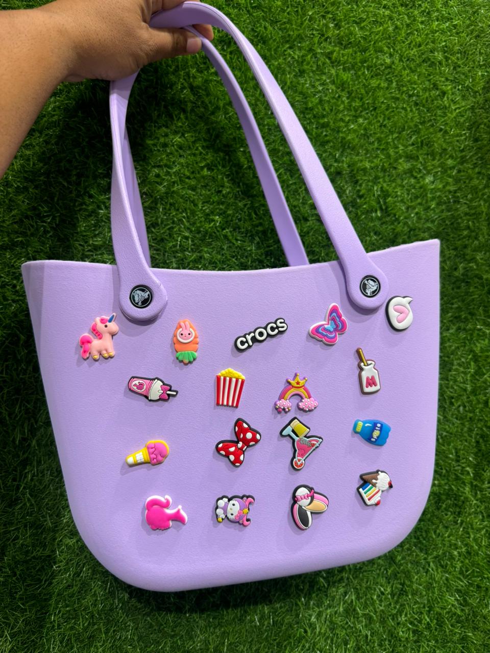 Trendy Crocs-Style EVA Bags with Fun Decorative Charms for Women & Girls- Big size