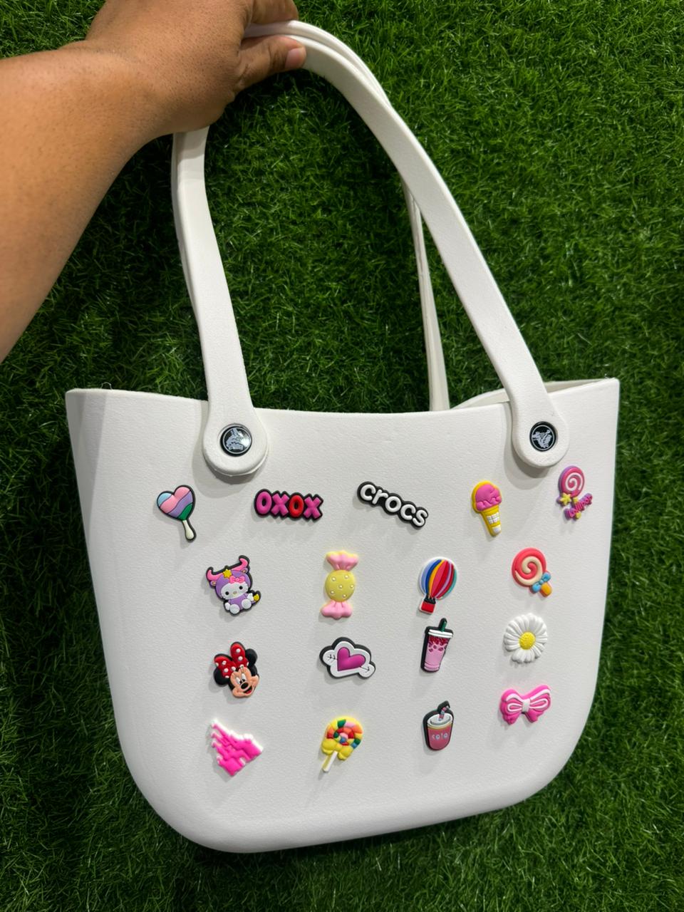 Trendy Crocs-Style EVA Bags with Fun Decorative Charms for Women & Girls- Big size