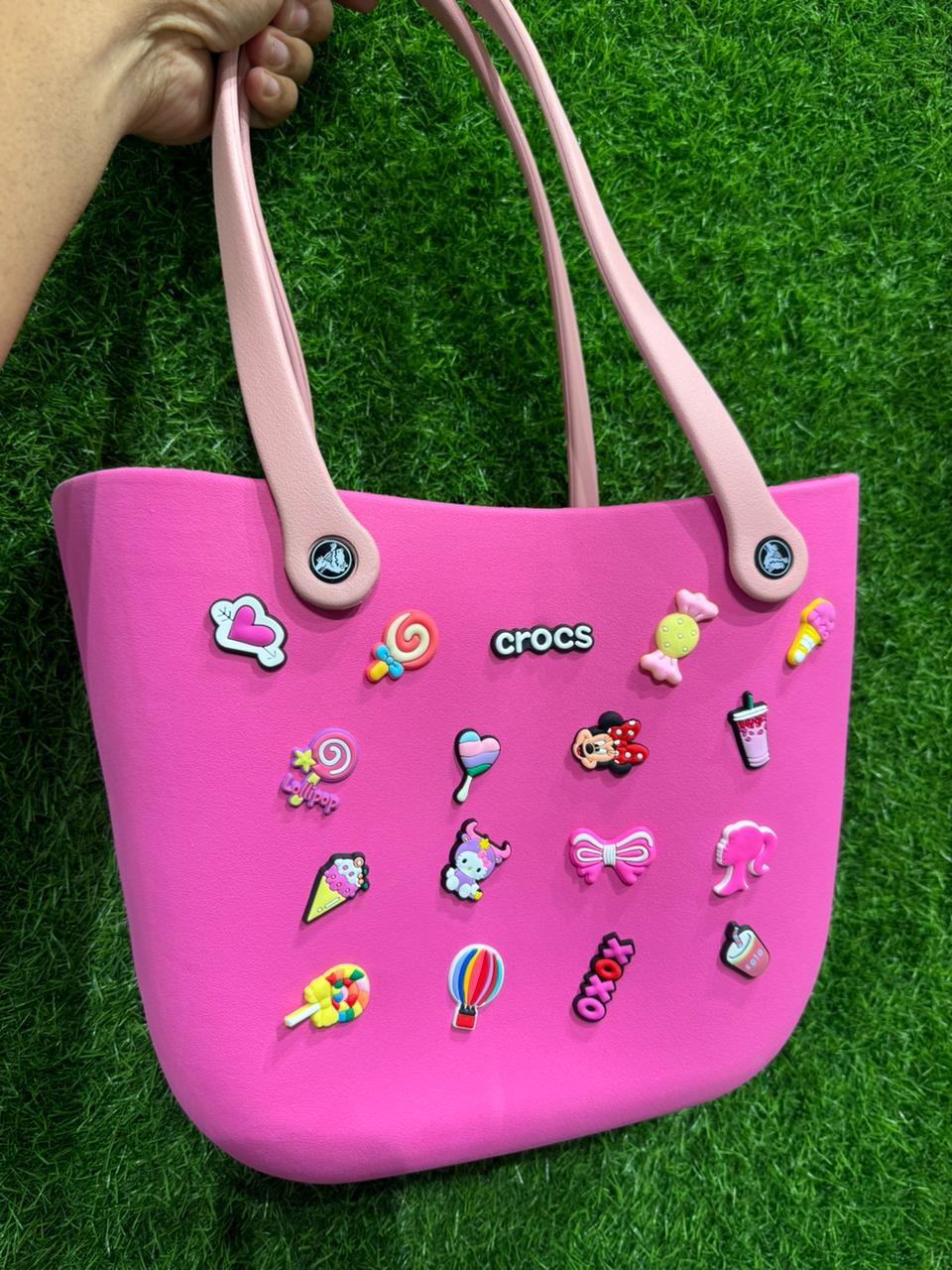 Trendy Crocs-Style EVA Bags with Fun Decorative Charms for Women & Girls- Big size