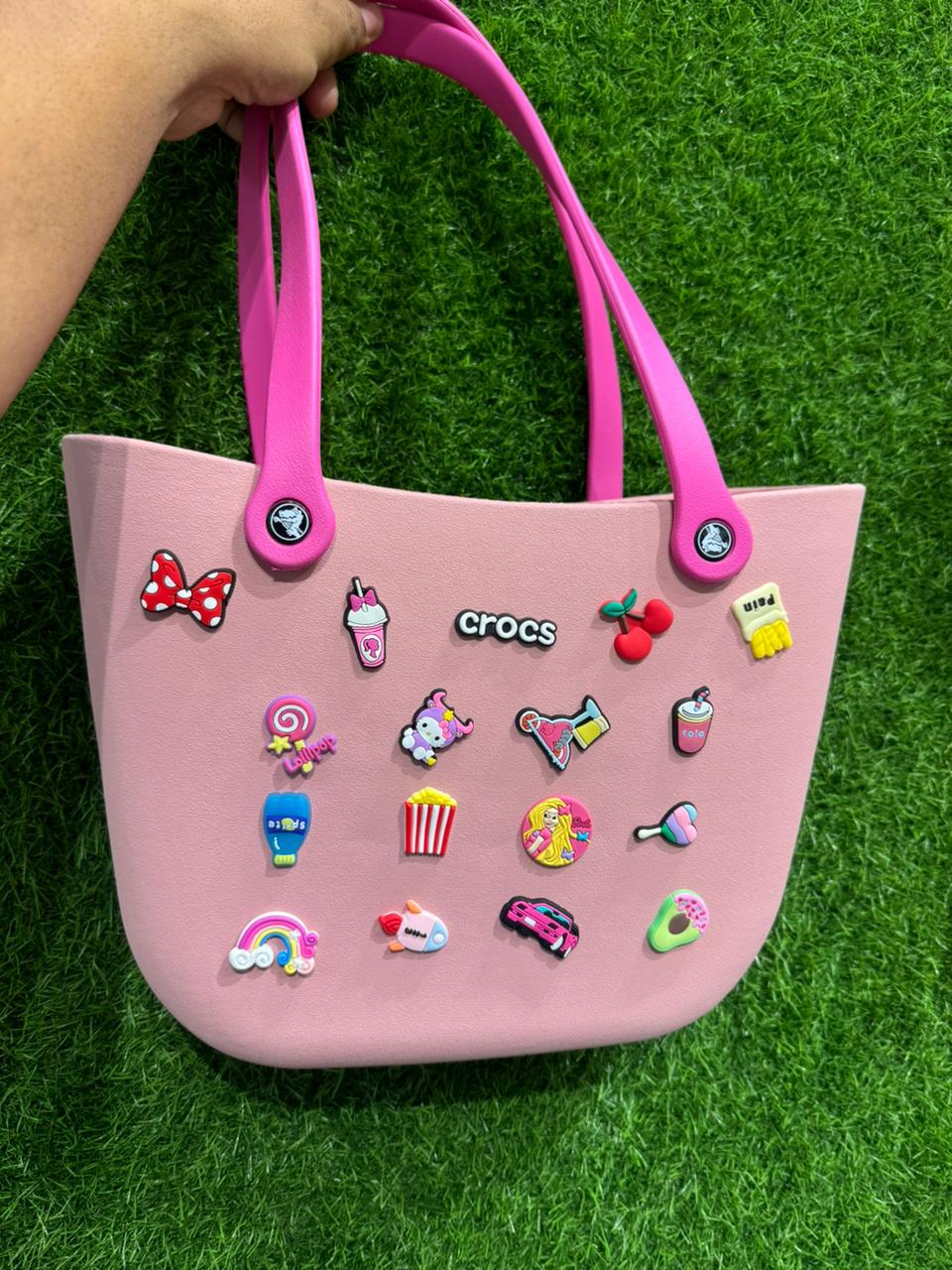 Trendy Crocs-Style EVA Bags with Fun Decorative Charms for Women & Girls- Big size