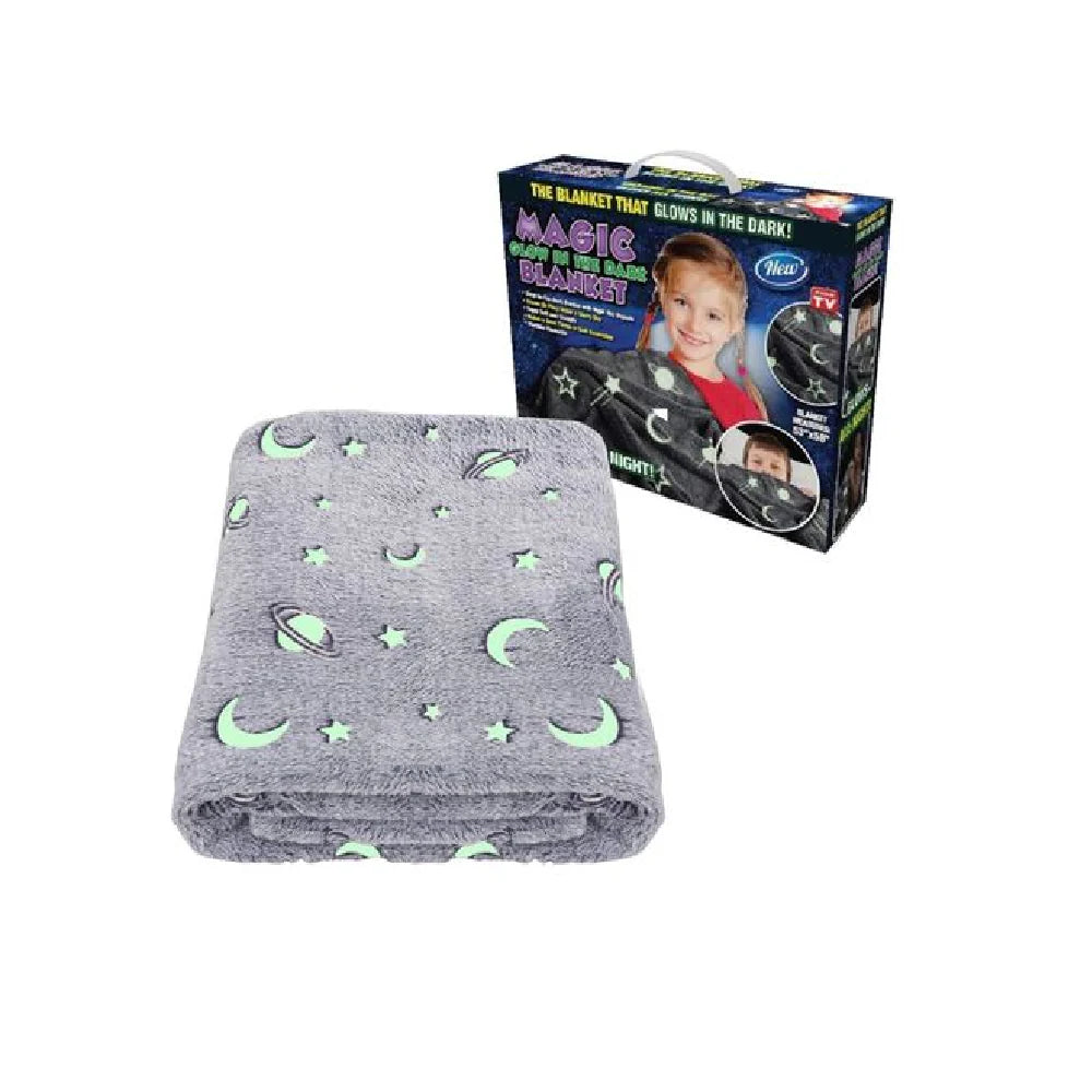 Glow in The Dark Blanket for Kids | Dinosaur | Queen Size | 150x200 Cm | 0-15 Years | Soft Flannel Fleece Throw | Cozy & Warm All-Season Glow Blanket | Ideal Gift for Boys & Girls