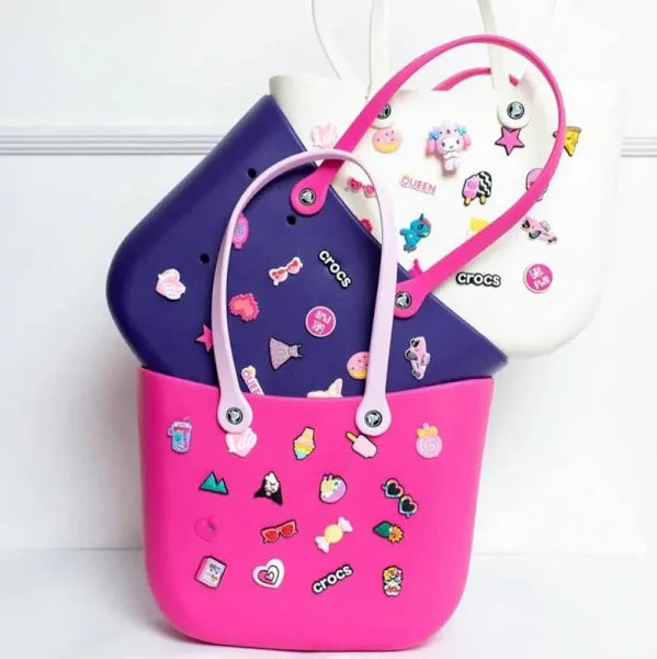 Trendy Crocs-Style EVA Bags with Fun Decorative Charms for Women & Girls- Big size